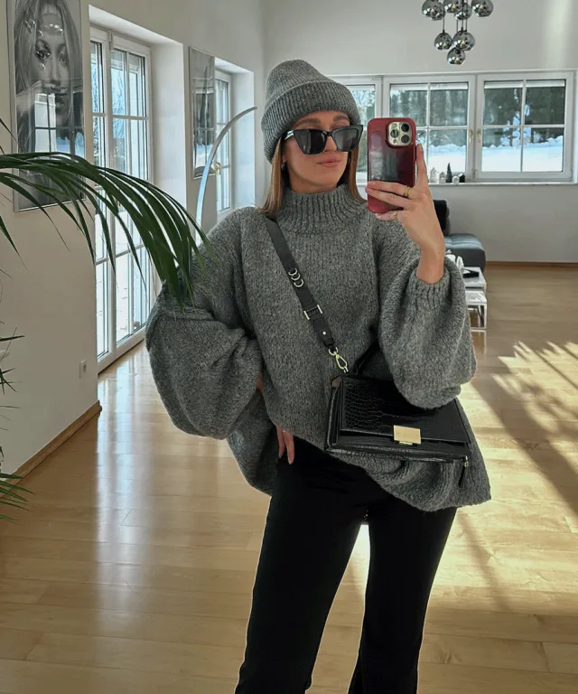 Loose Plus Size Pullover Sweater Gray - Shop at LoveMi