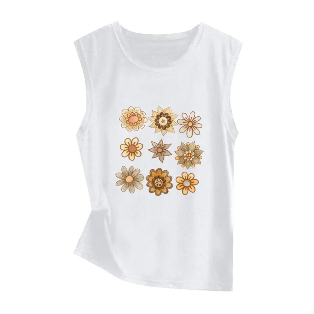 Sunflower Print Sleeveless Women's Vest Butterfly Top 45922 3Xl - Shop at LoveMi
