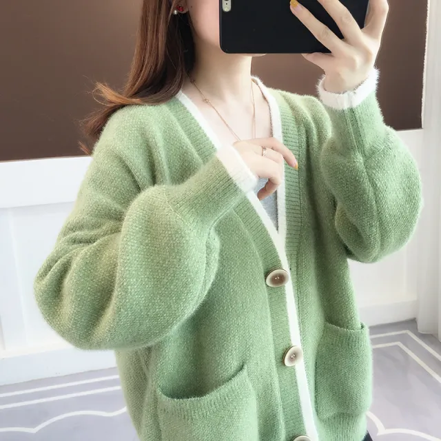Women's Idle Style Loose Sweater 2044 Avocado Green - Shop at LoveMi