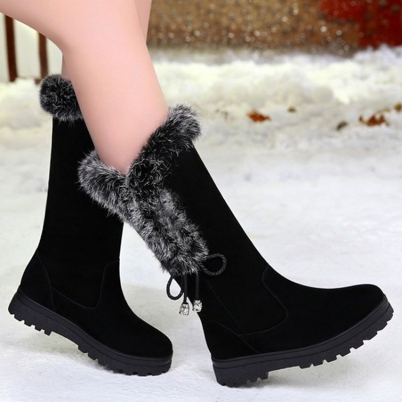 Faux Suede Mid-Calf Boots