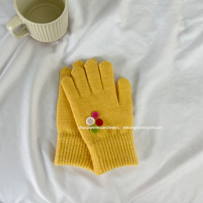 Button Gloves Yellow