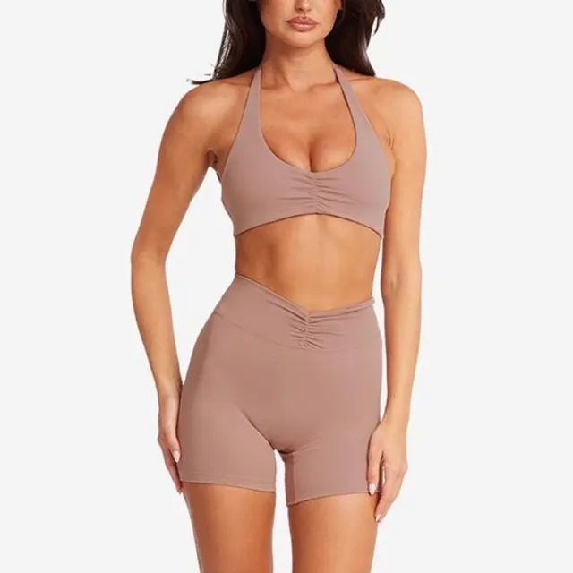 High Strength Nude Feel Yoga Push Up Bras Shockproof Halter Backless Beauty Back Exercise Underwear My378 Blush Top - Shop at LoveMi