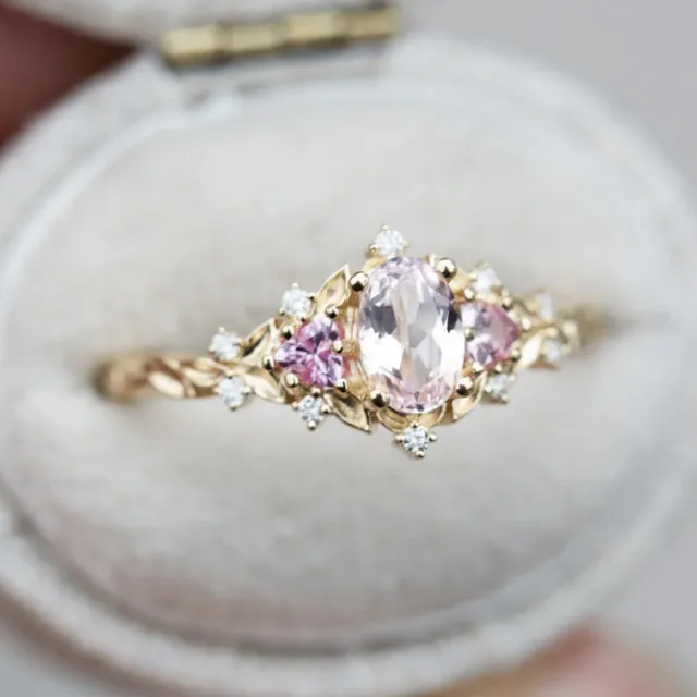 Simple And Fresh Inlaid Zircon Ring Golden Pink Diamond - Shop at LoveMi