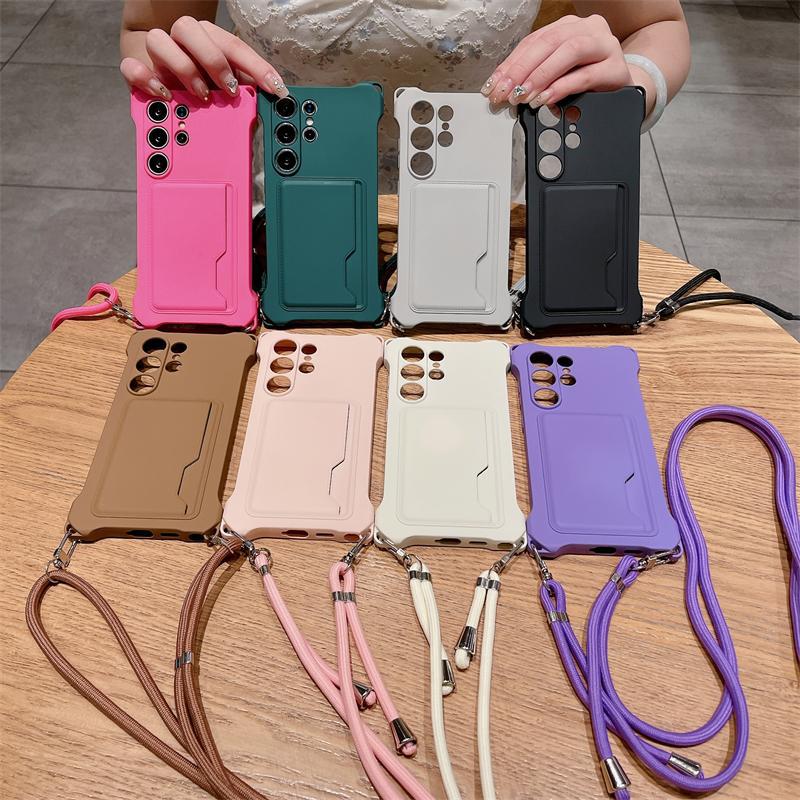 Four-corner Liquid Card Holder Lanyard Phone Case