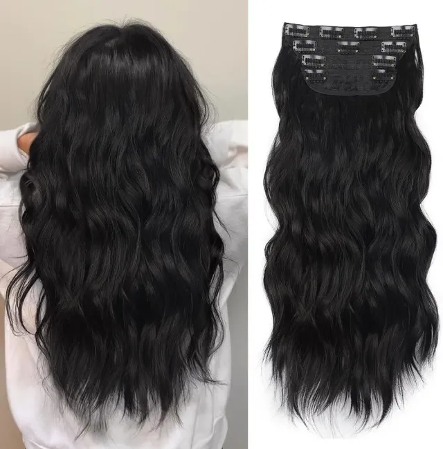 Wig Four piece Set Hairpiece Clip Curly Hair Four piece Set Curly Hair Wig Set Style1B - Shop at LoveMi