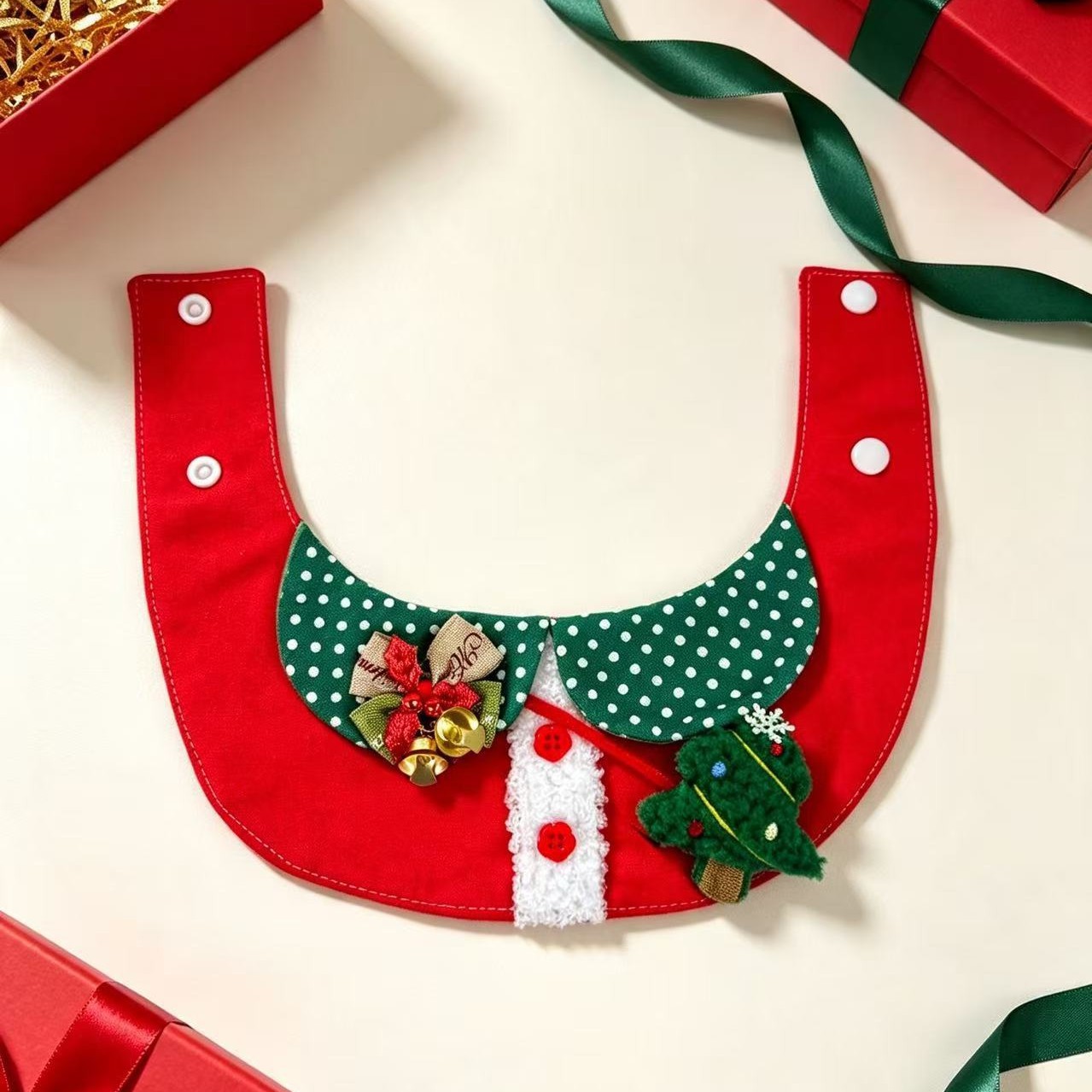 Christmas Pet Bandana with Bell - Festive Dog Cat Scarf