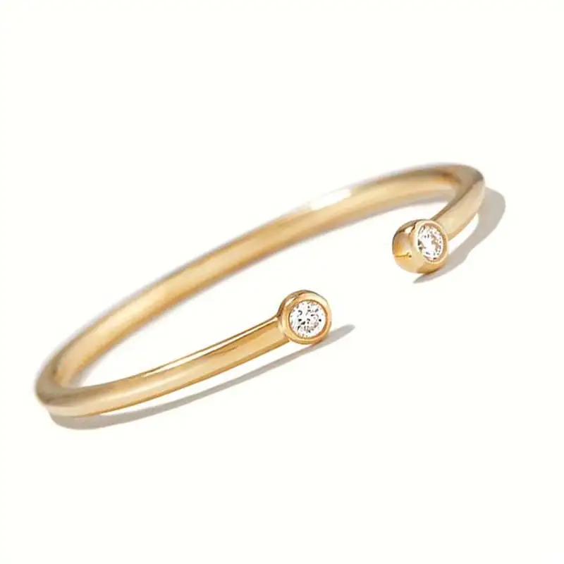 18K Gold Open Ring Cold Style Simple Square Zircon Tail Finger