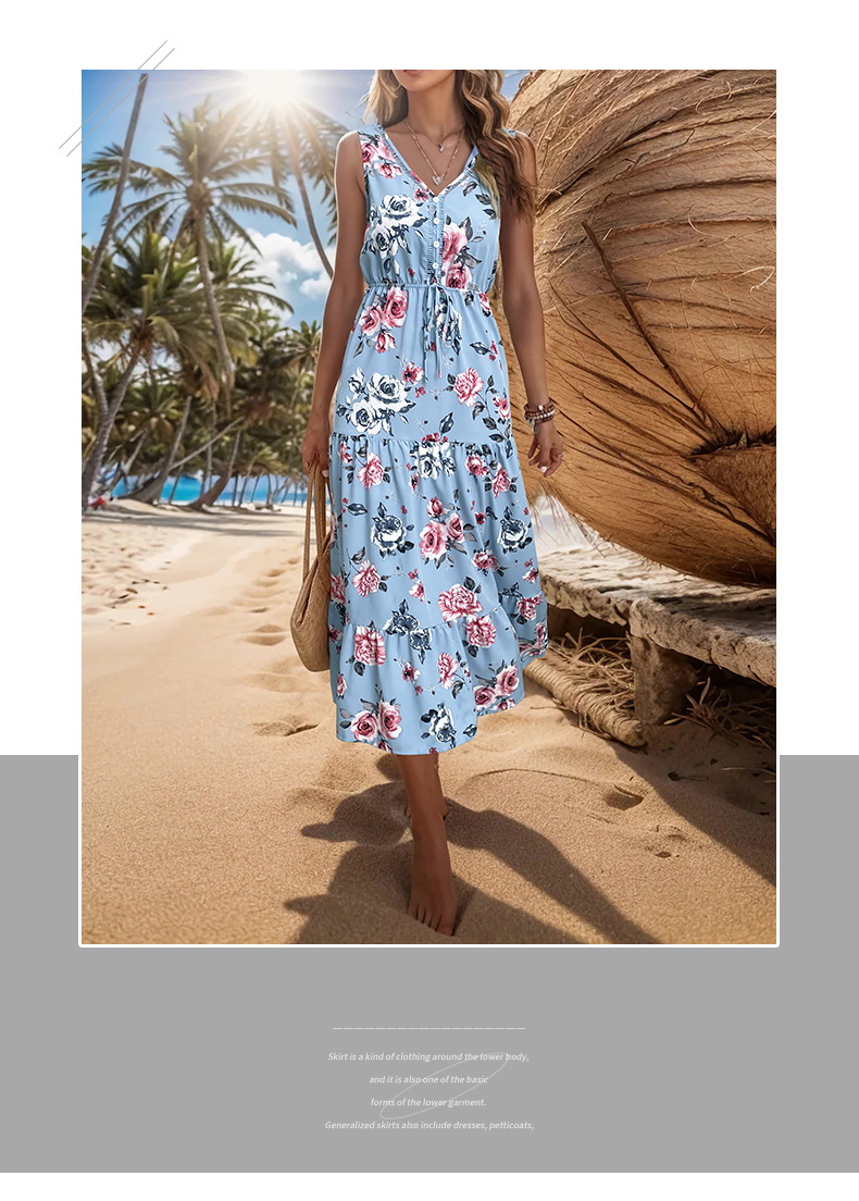 Women's Sleeveless Stitching Printing Dress