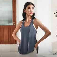 Mesh Breathable Top Loose Round Neck Sports Vest Yoga Clothes - Mr808 Dark Blue - View 1