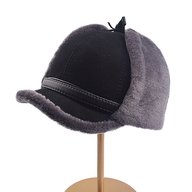 Mens And Womens Winter Sheepskin Wool Hat For Seniors And Middle-aged Adults
