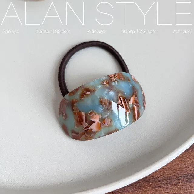 Oval Acetate Hair Band Ins Online Influencer Fashion Hair Rope Rubber Band Ponytail Bun Temperament Head Rope Top Cuft Blue Coffee Floral - Shop at LoveMi