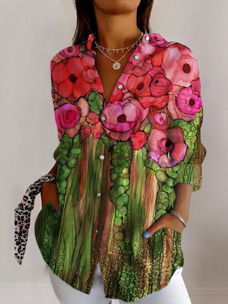 Women's Long Sleeve Floral Button Shirt Floral - Shop at LoveMi