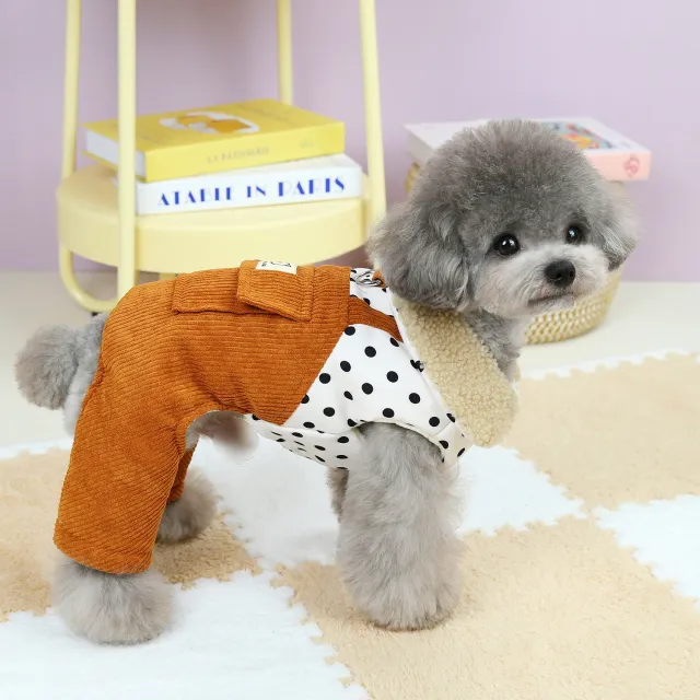Thickened Small Dog Winter Four legged Cotton Pet Clothes Brown - Shop at LoveMi