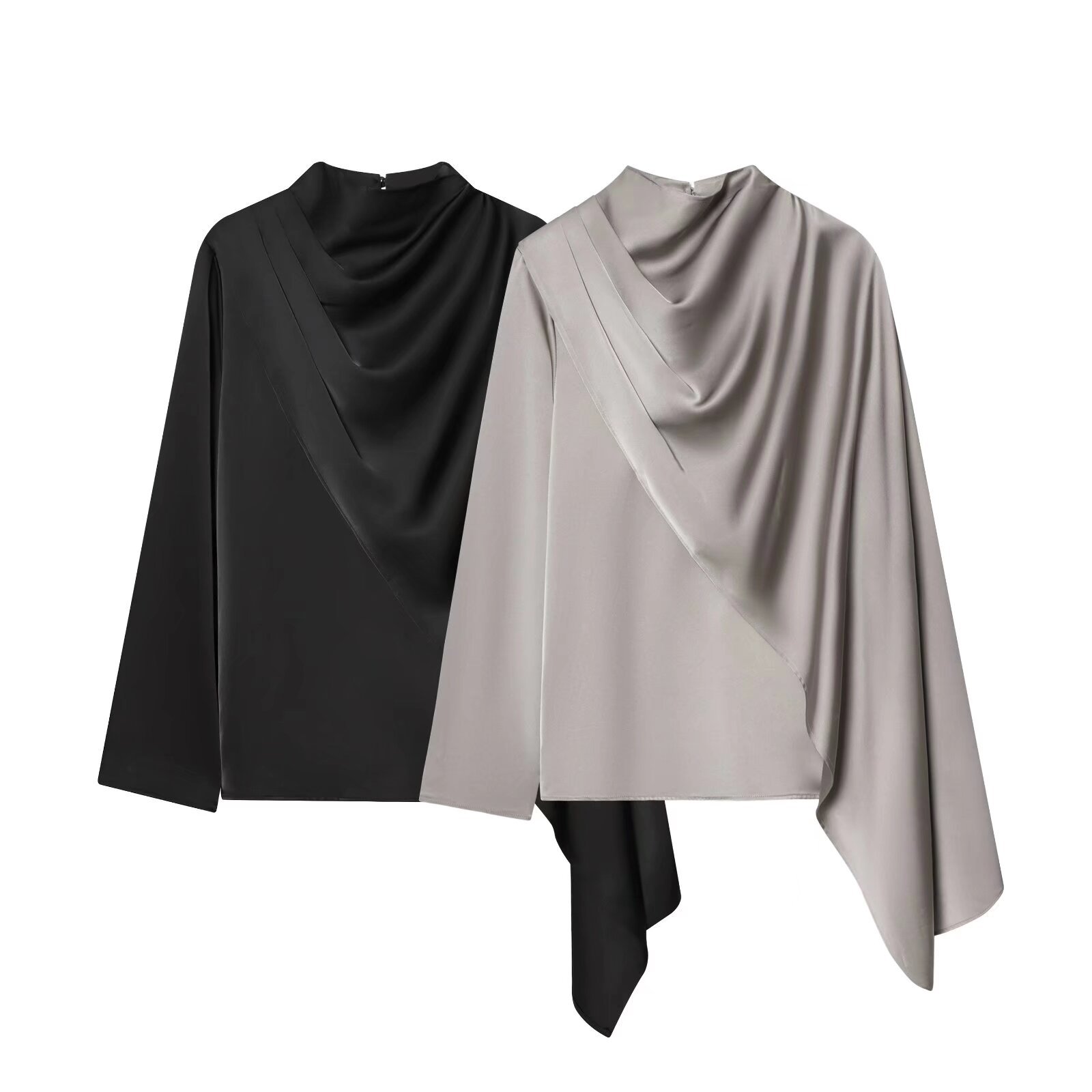 European And American-style Shawl-design Satin Top