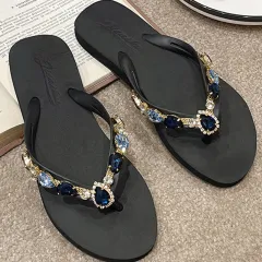 Women's Fashion Casual Beach Flat Slippers - Blue - View 1