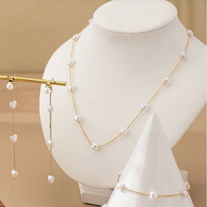 All-match High-grade Bracelet Necklace Three-piece Earrings Set Simple
