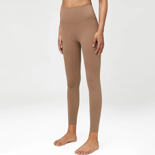 Yoga Pants Women's Elastic Waist showing Pocket Cocoa Mocha - Shop at LoveMi