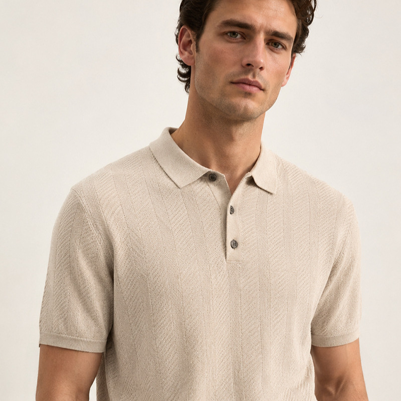 Casual Knitted Short-sleeve Mens Polo Shirt