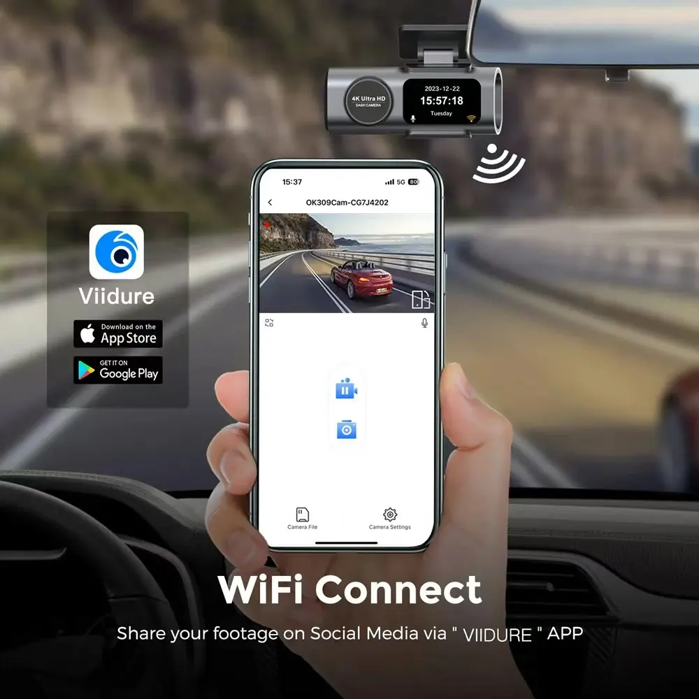 4K Dual Lens Driving Recorder HD Ultra Wide Angle