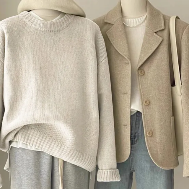 Retro Dark Green Sweater For Women Autumn And Winter Loose White - Shop at LoveMi