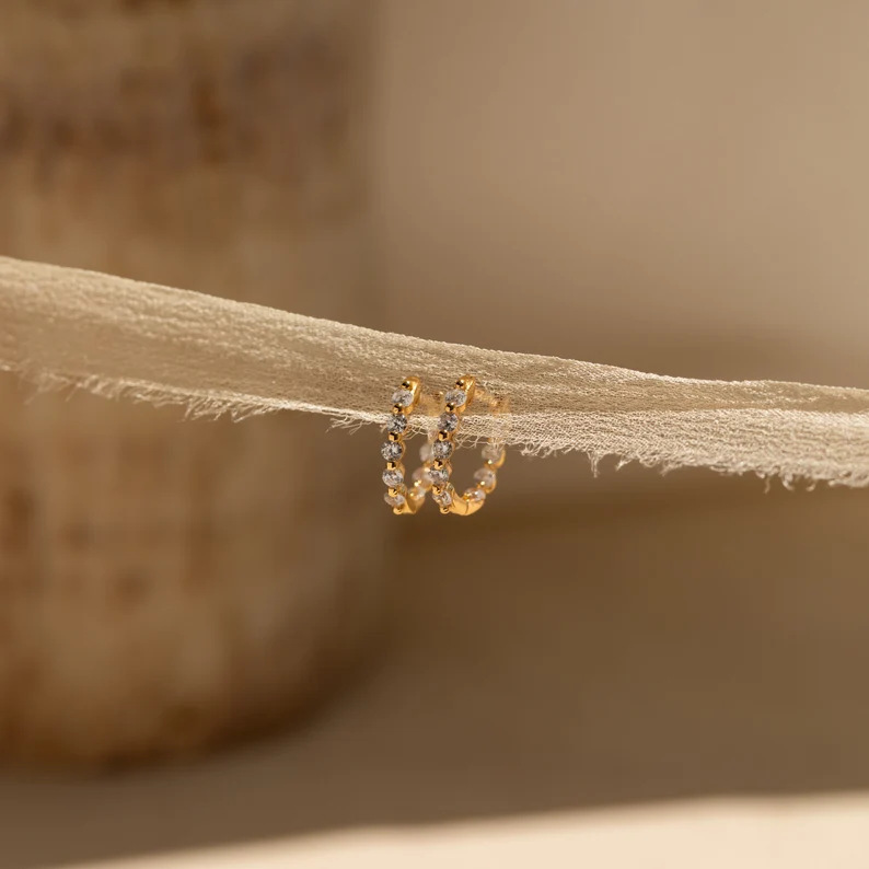 Fashion Micro Inlaid Zircon Ear Clip C- Type Full Diamond Creative Earrings