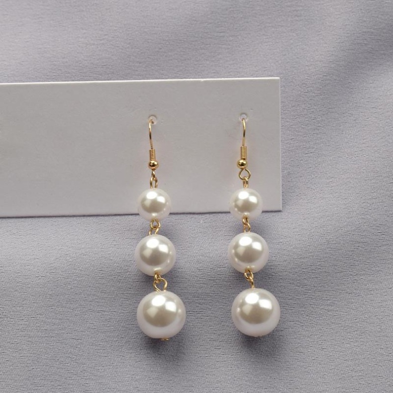 New Long Pearl Earrings With Three Pearls