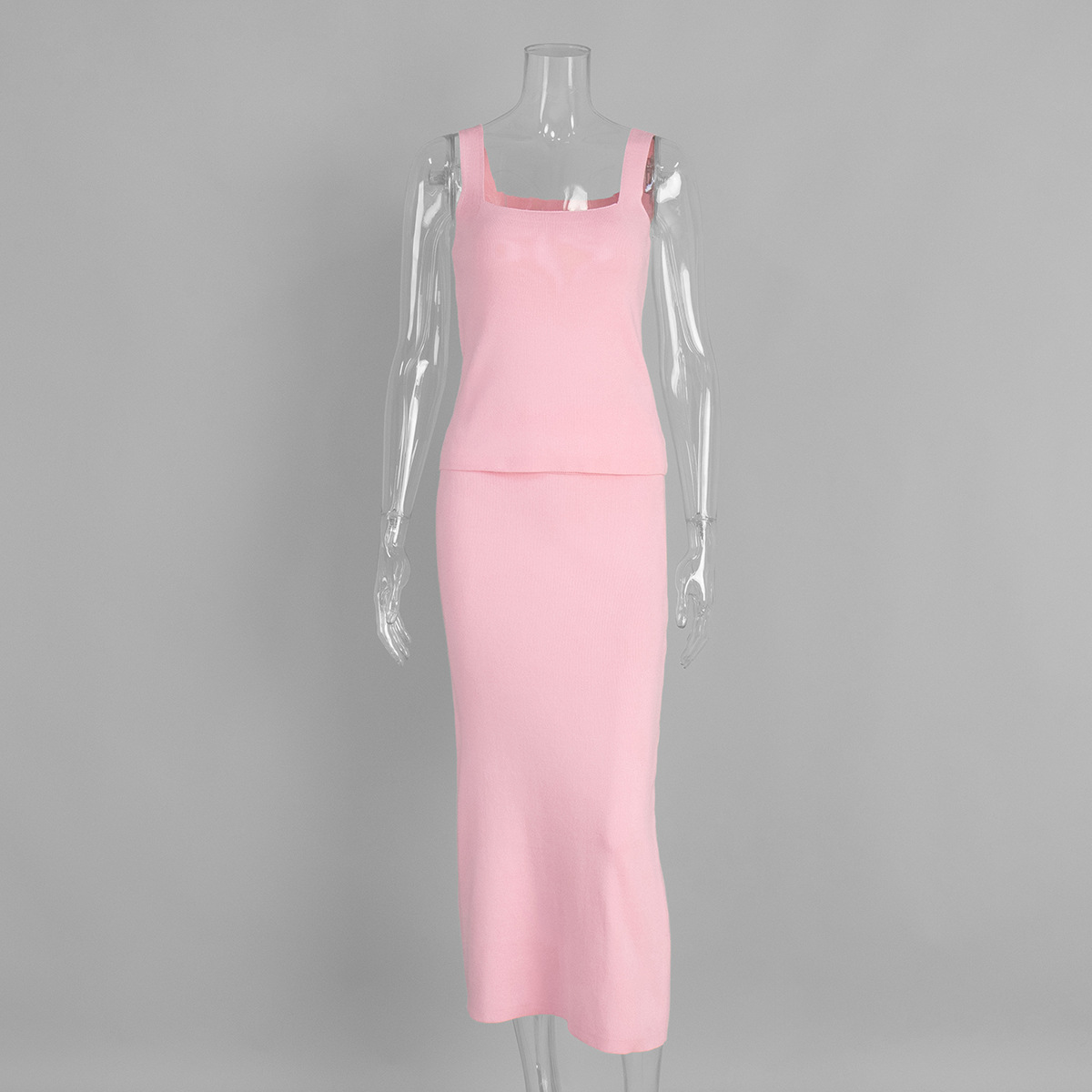 Three-piece knit cardigan, camisole and skirt set, product reference image 16