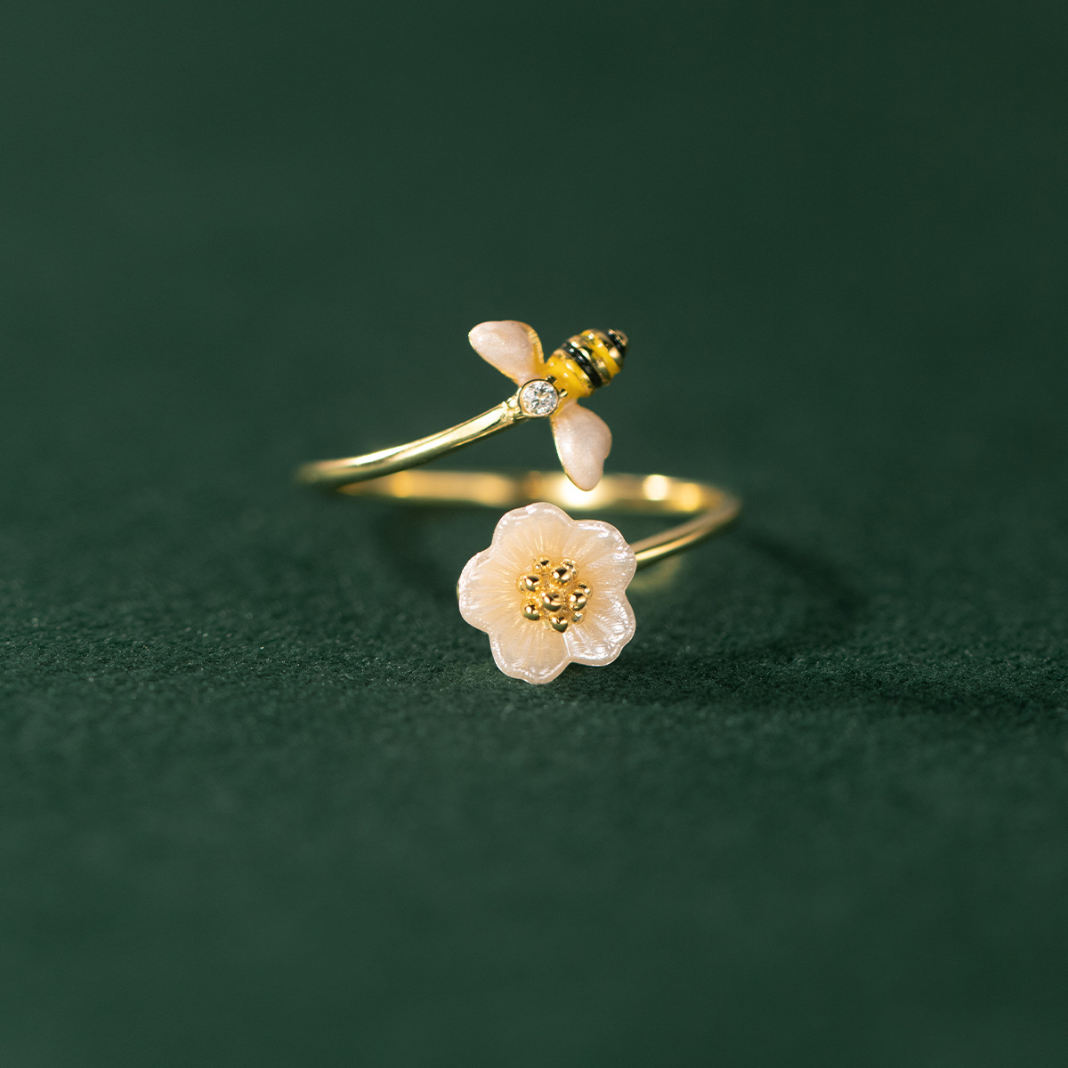925 Silver Bee Shell Ring For Women