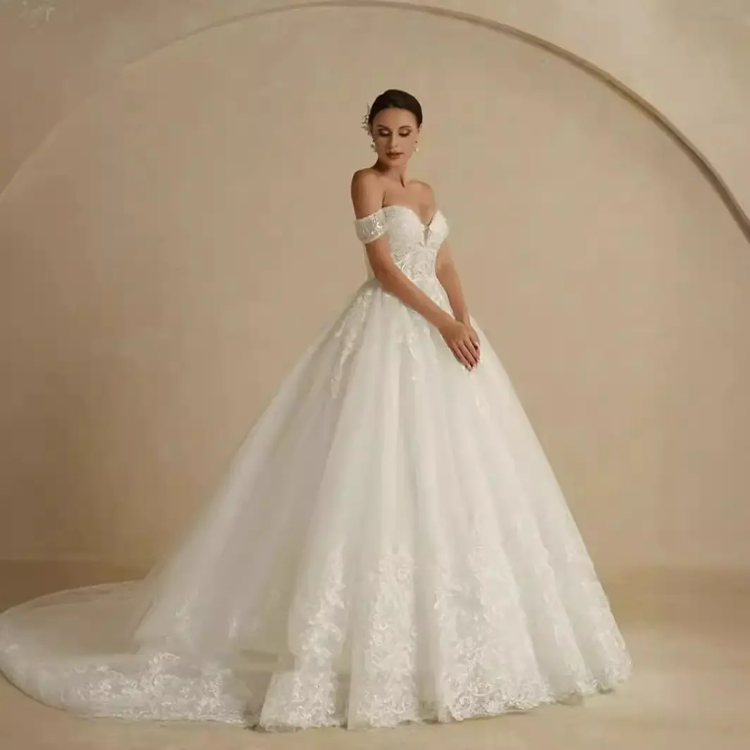 Off-shoulder Bridal Main Wedding Dress Elegant Court