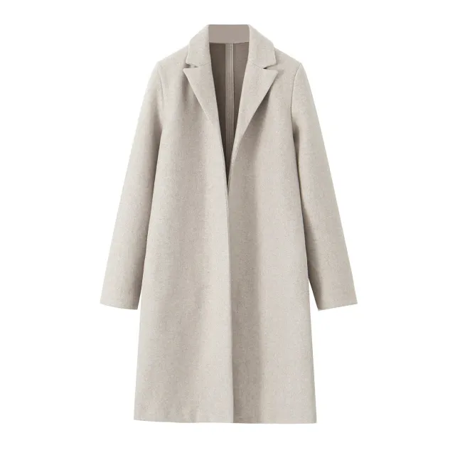 Women's Fashion Buckle free Mid length Loose Overcoat Coat Beige - Shop at LoveMi