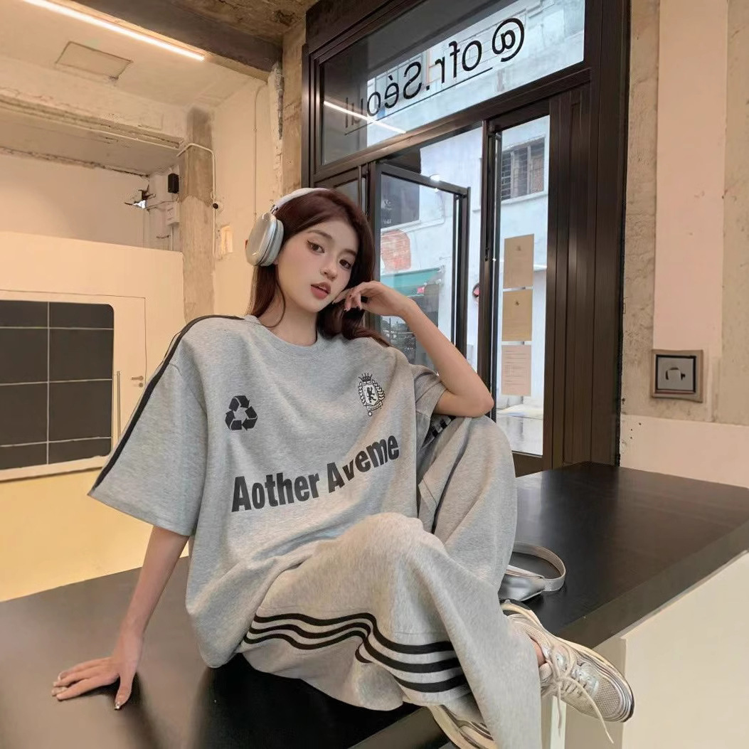 Summer Loose All-match Short-sleeved High Waist Pants Two-piece Set