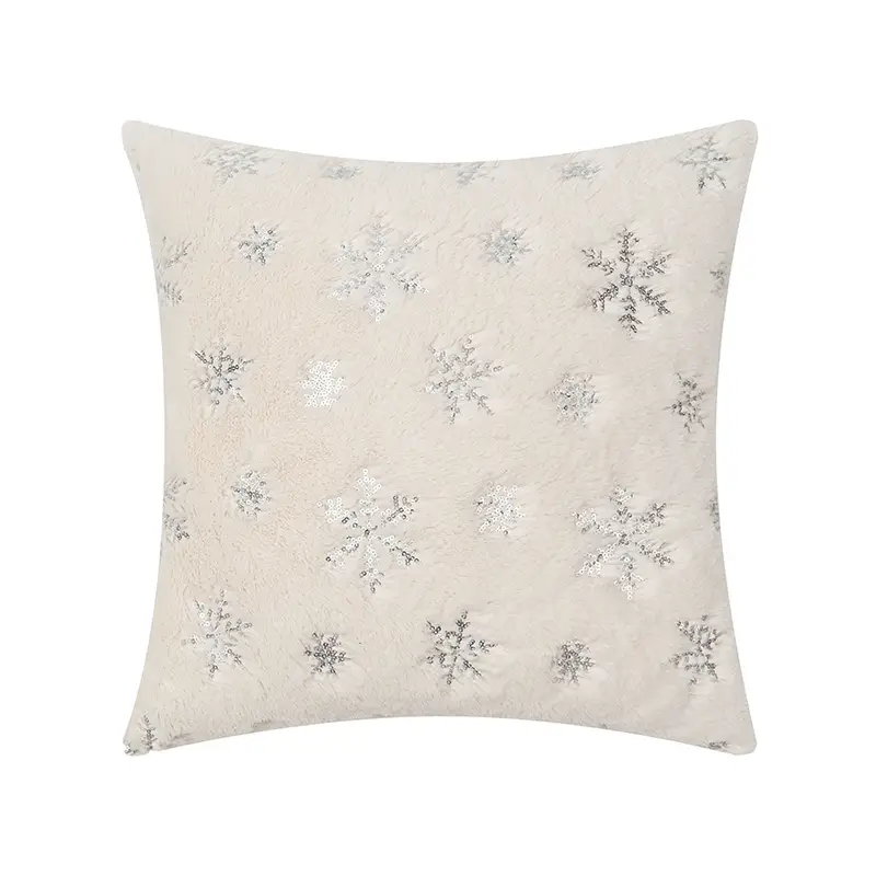 Christmas Snowflake Pillowcase Sequin Embroidery Cushion