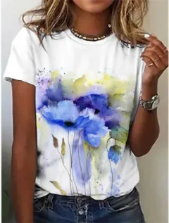 Digital 3D Printing Women's Street Style Short Sleeve - D Style - View 1