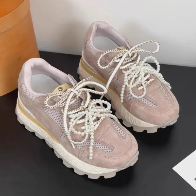 Niche Height Increasing Insole Cortez Platform Shoes Apricot - Shop at LoveMi