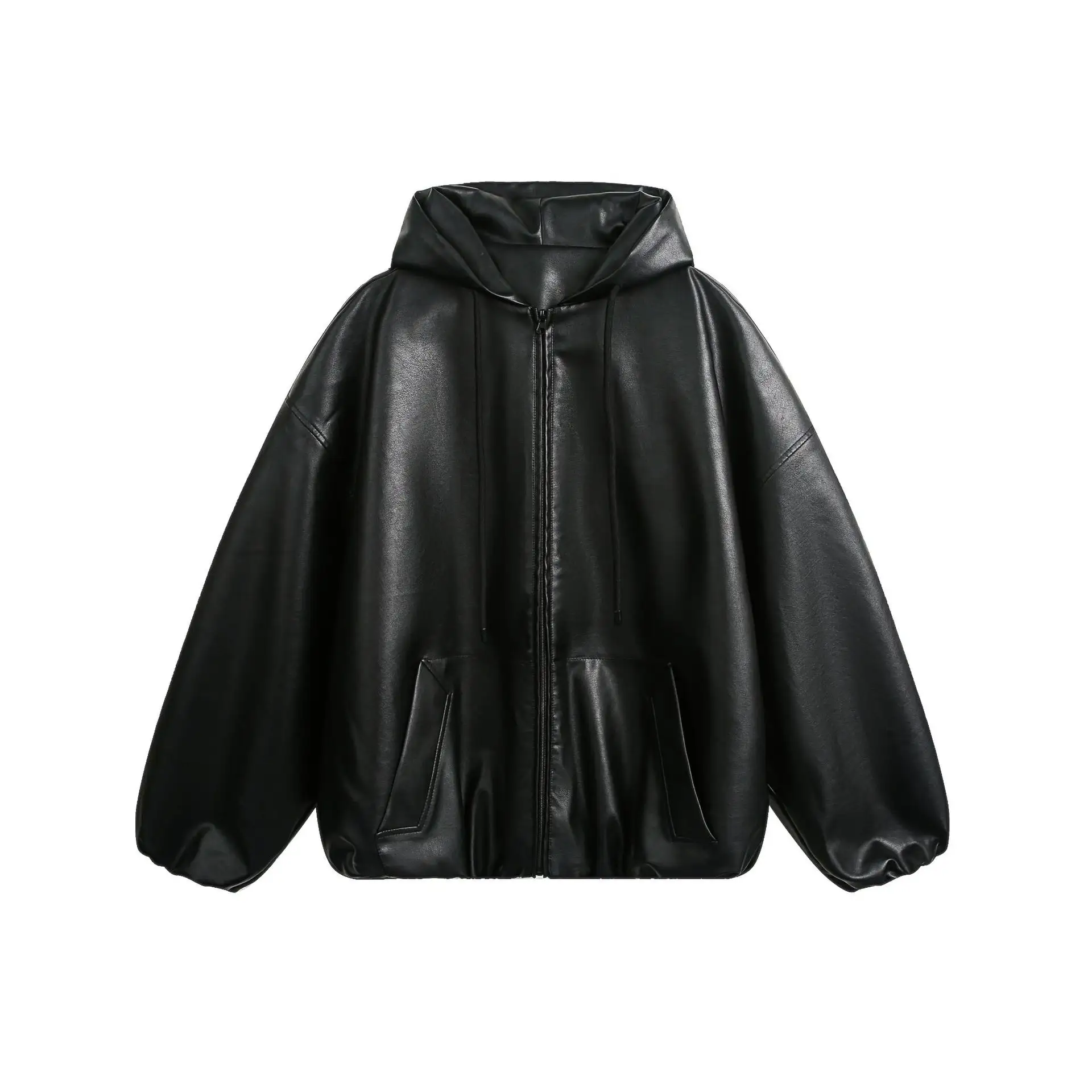 Men's American-style Retro Simple Hooded Leather Coat
