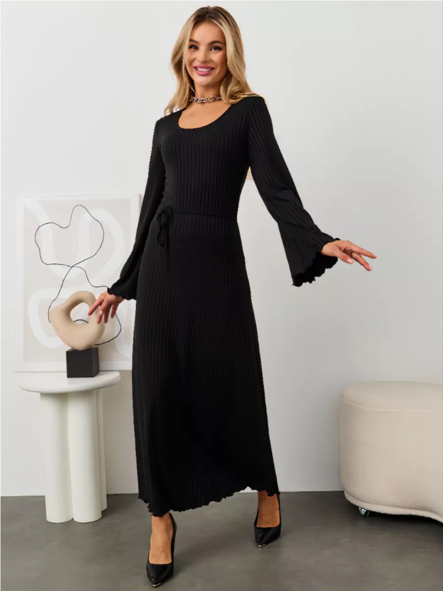 Fashion Statement Lace Up Long Sleeve Dress Women Black - Shop at LoveMi