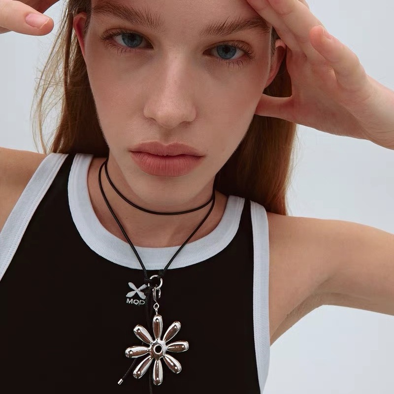 Minority Fashion Simple Super Long Leather Rope Pendant Necklace