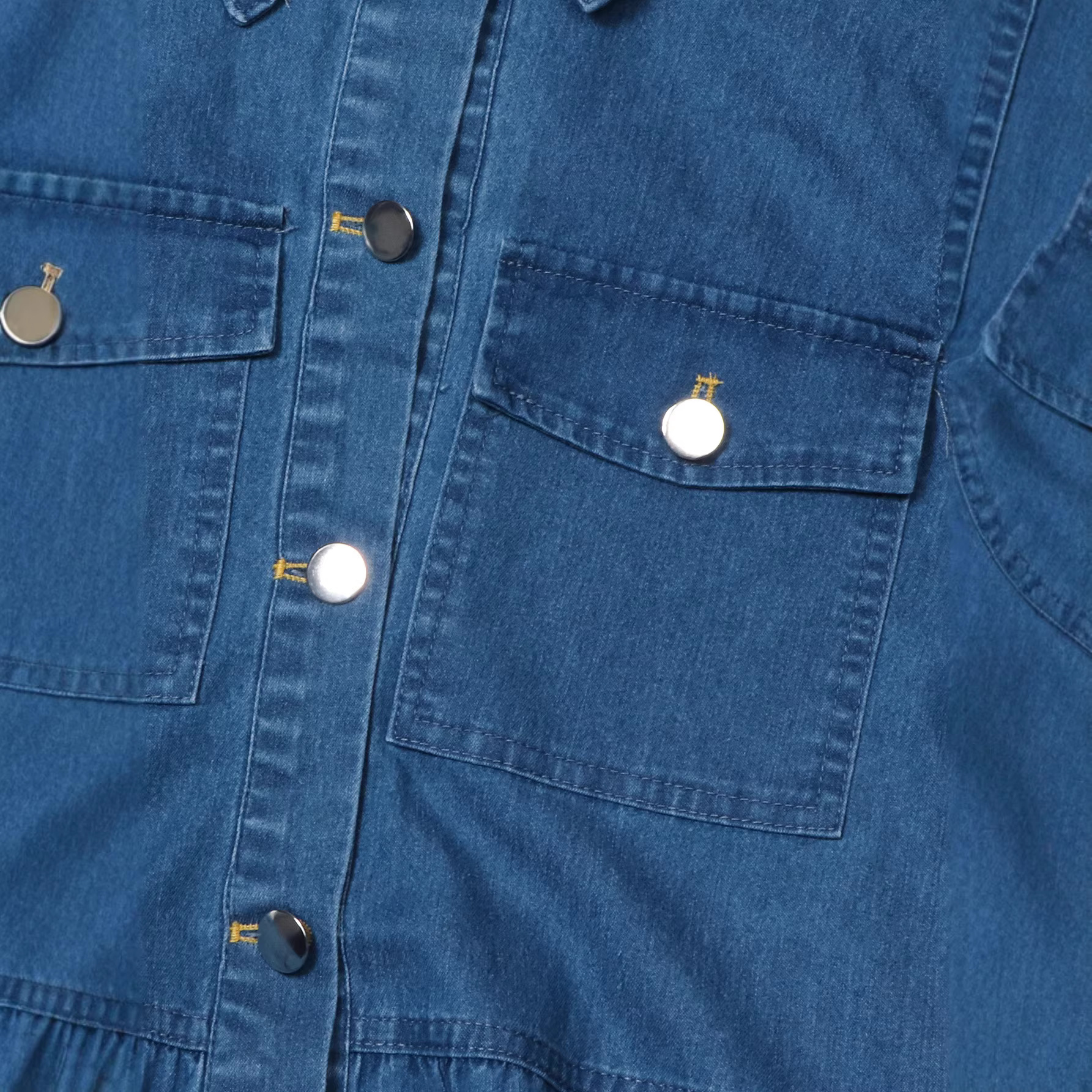 Denim Lapel-Collar Maxi Dress