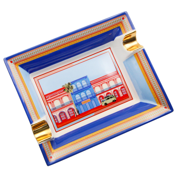 Fashion Creative Large Capacity Square Painted Ceramic Cigar Ashtray - Image 21