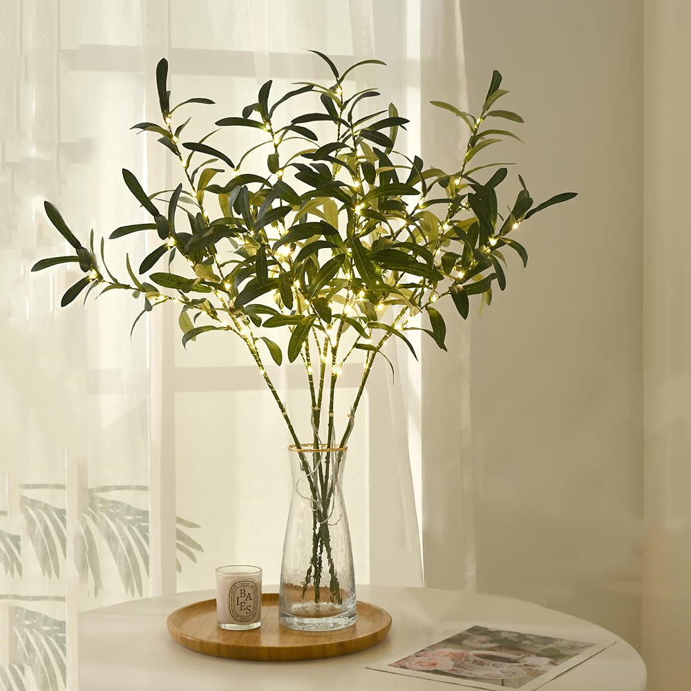 Title 2, Simulation Copper Wire Lamp Olive Tree Christma...