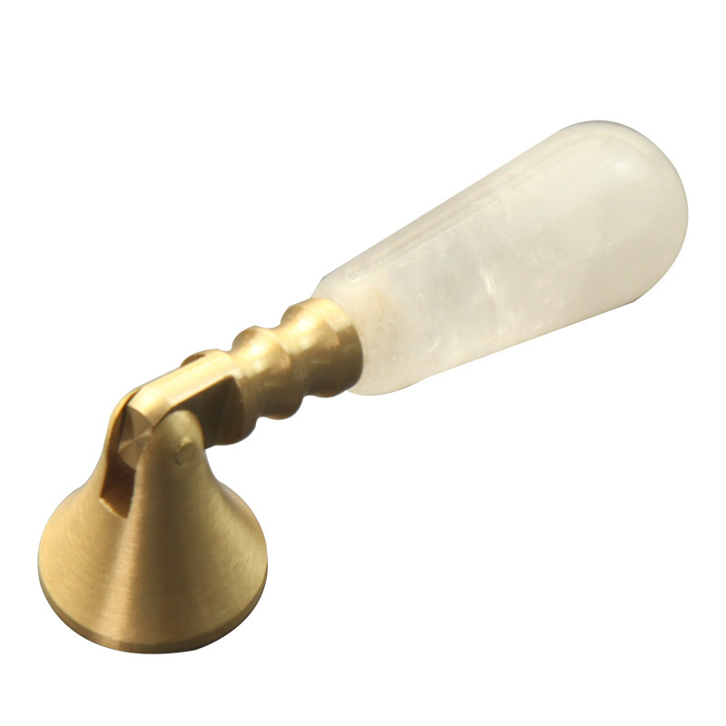 Natural crystal pure brass handle (white)