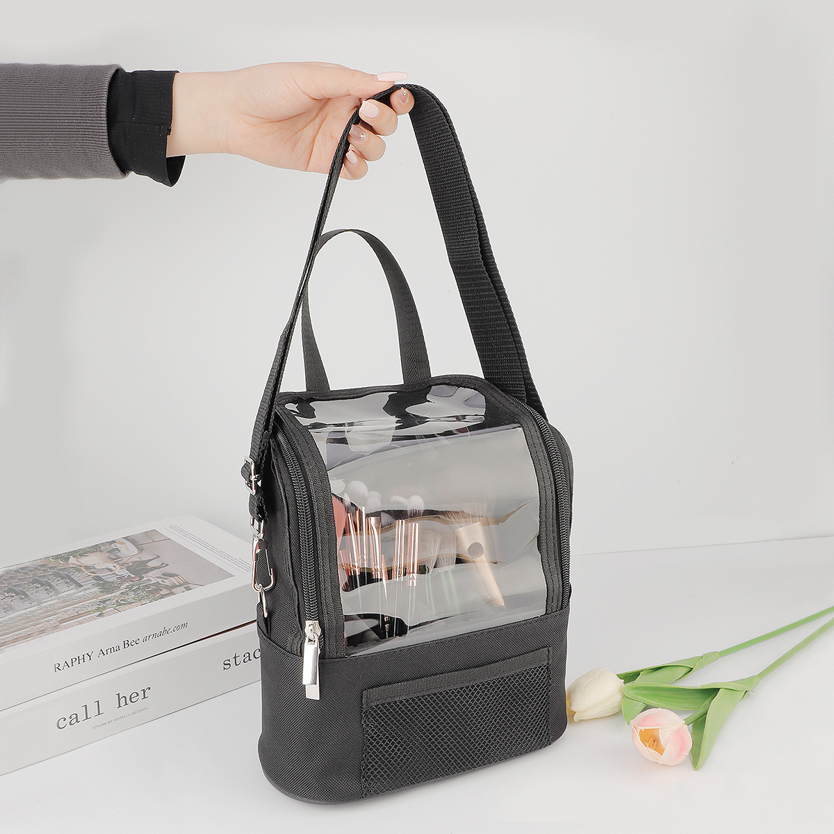 Large-capacity Vertical Cosmetic Organizer Crossbody Bag