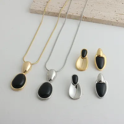 New Chinese Style Accessories Irregular Stitching Black Onyx Necklace Women