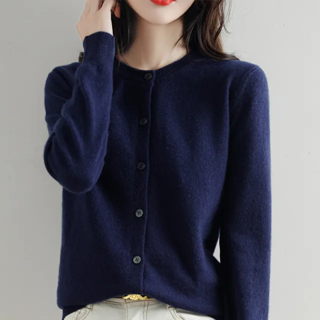 Women's Cardigan Sweater Coat Short Knitwear Dark Blue - Shop at LoveMi