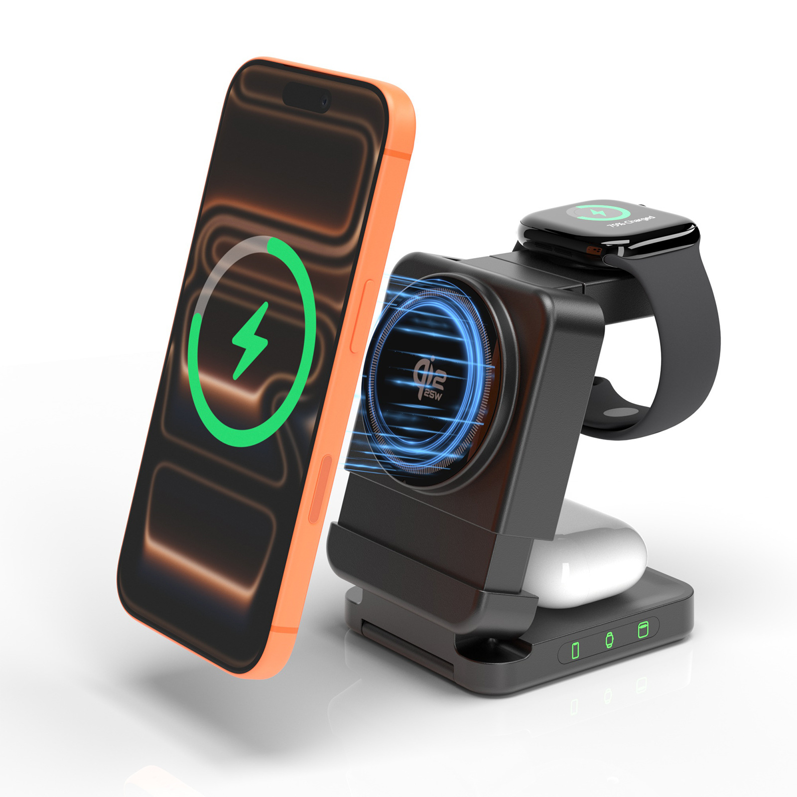 Cargador Inalámbrico Magnético 25W 3 en 1 con Soporte — miniatura 2
