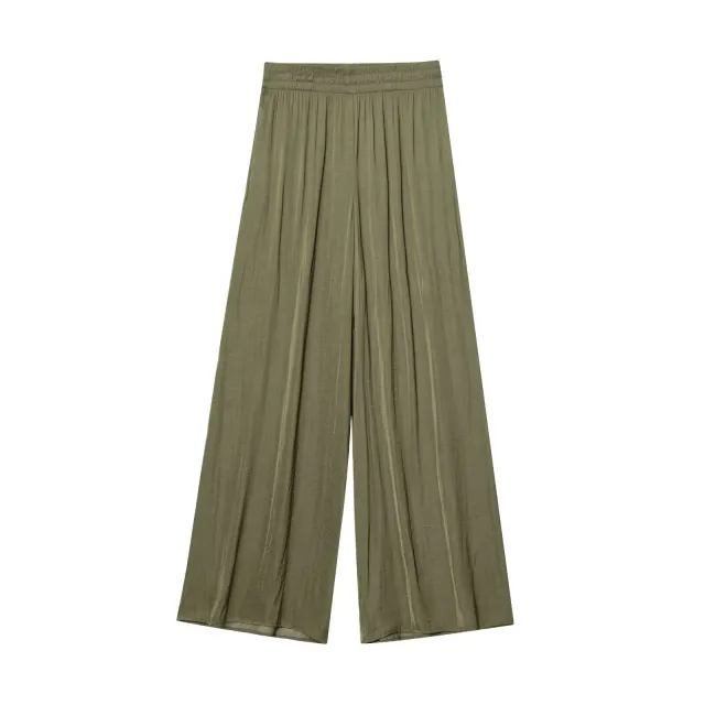 Women's Comfortable All match Casual Stretch Waist Wide Leg Pants Army Green - Shop at LoveMi