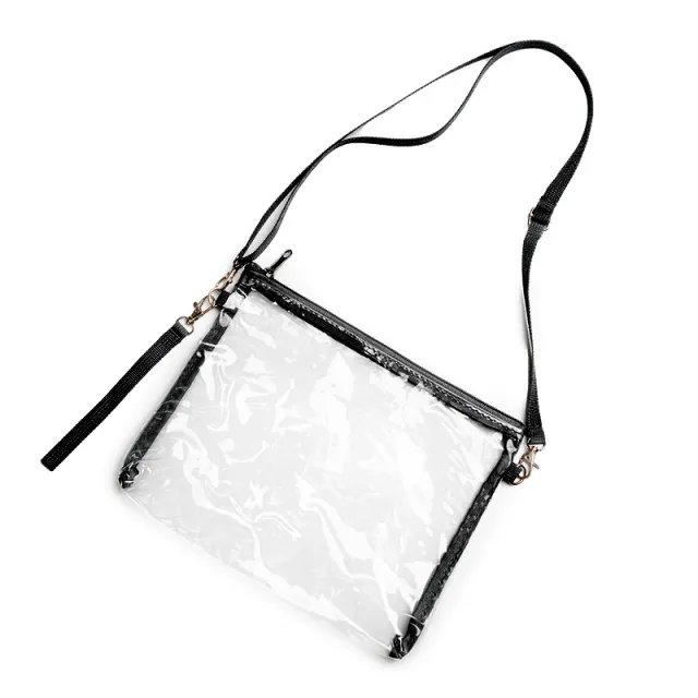 Transparent Crossbody Bag Wallet Travel Handbag Black - Shop at LoveMi
