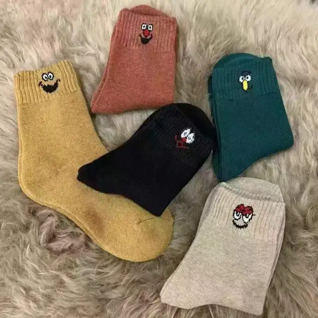 Women's Winter Mid length Sock Thick Long Facial Expression Combination - Shop at LoveMi