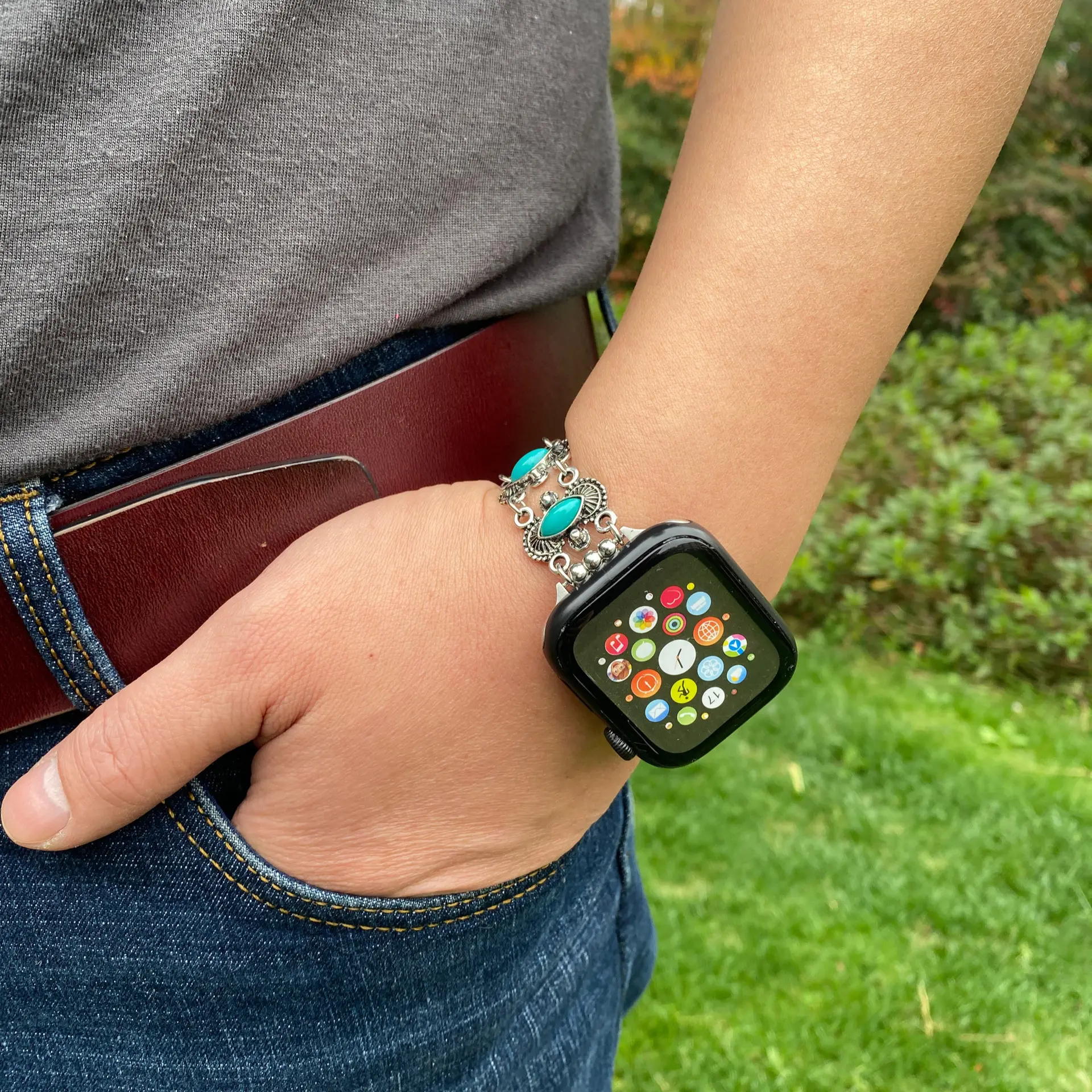 Watch Metal Turquoise Bracelet