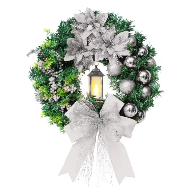 Christmas Holiday Decorations Jesus Door Hanging 45Cm Silver Belt Lamp Flower - Shop at LoveMi